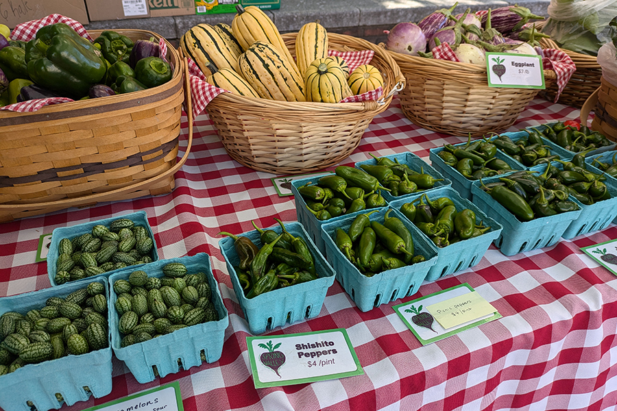 table at a farmers market